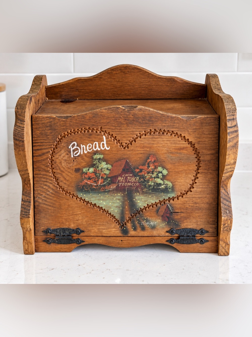 Vintage Wood Bread Box Farmhouse granny Cottage core Kitchen Storage